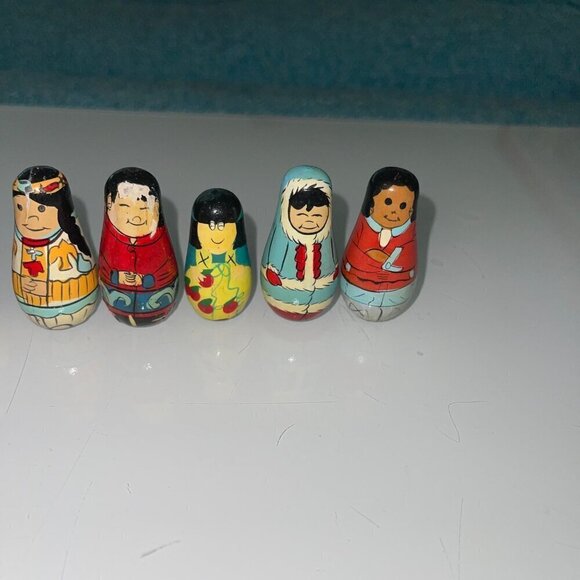 Vintage Folk Art Mini People From Around The World Multicultural Set Of 10 - Picture 9 of 9